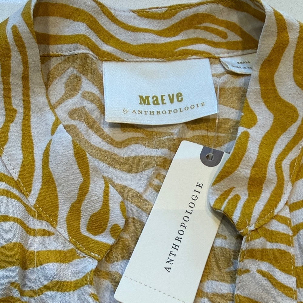 🆕 Mauve by Anthropology Zebra Print Relaxed Cargo Pocket Blouse, Size S - Picture 9 of 10